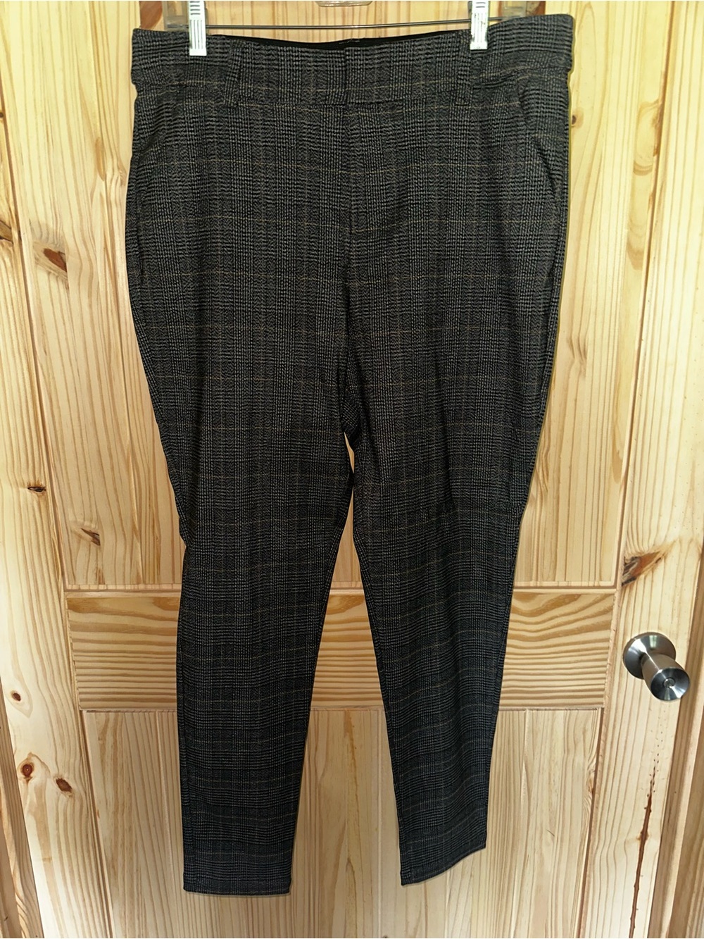 Maurices Black and Gray Plaid Trousers w/yellow & maroon accent lines